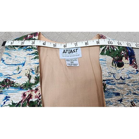 Vtg At Last Basics Cowboy Western Themed Sleeveless Button Down Vest Womens Med - Picture 3 of 7